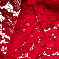 Pre Owned CH Carolina Herrera Red Lace Belted Maxi Shirt Dress M