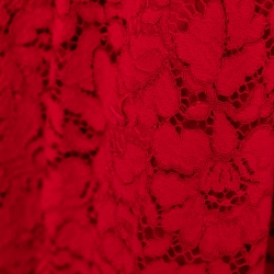 Pre Owned CH Carolina Herrera Red Lace Belted Maxi Shirt Dress M