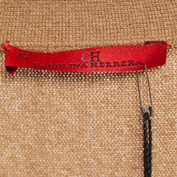 مملوكة مسبقًا CH Carolina Herrera Tan Brown Wool V-Neck Sweater Top XS