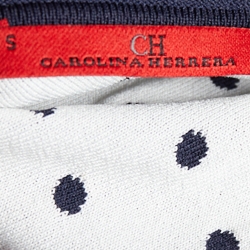 Pre Owned CH Carolina Herrera Navy Blue Polka Dot Jacquard Knit Midi Dress S