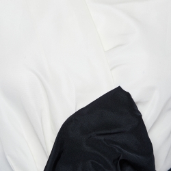 Pre Owned CH Carolina Herrera Monochrome Taffeta Flared Wrap Dress S 