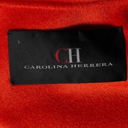 Pre Owned CH Carolina Herrera Orange Wool Double Breasted Short Coat L