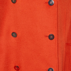 Pre Owned CH Carolina Herrera Orange Wool Double Breasted Short Coat L