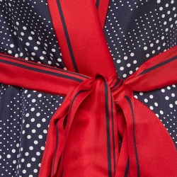 Pre Owned CH Carolina Herrera Navy Blue Dots Print Belted Wrap Tunic M
