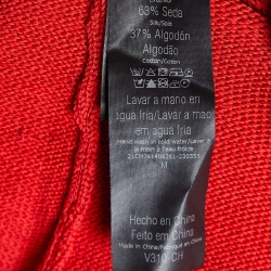 Pre Owned CH Carolina Herrera Red Silk & Cotton Knit Cardigan M