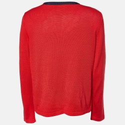 Pre Owned CH Carolina Herrera Red Silk & Cotton Knit Cardigan M