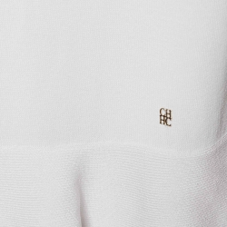 Pre Owned CH Carolina Herrera White Knit Tiered Midi Dress S