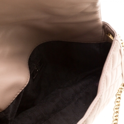 Pre Owned CH Carolina Herrera Beige Quilted Leather Shoulder Bag