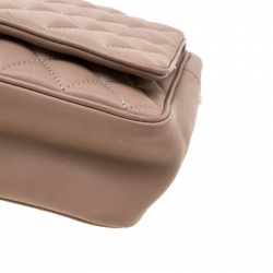 Pre Owned CH Carolina Herrera Beige Quilted Leather Shoulder Bag