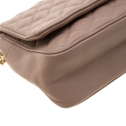 Pre Owned CH Carolina Herrera Beige Quilted Leather Shoulder Bag