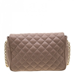 Pre Owned CH Carolina Herrera Beige Quilted Leather Shoulder Bag