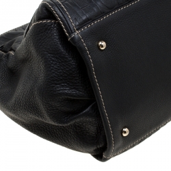 Carolina Herrera Black Monogram Leather Shoulder Bag