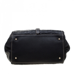 Pre Owned Carolina Herrera Black Monogram Leather Shoulder Bag