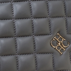 Pre Owned Carolina Herrera Grey Quilted Leather Flap Shoulder Bag