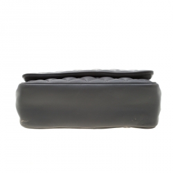 Pre Owned Carolina Herrera Grey Quilted Leather Flap Shoulder Bag