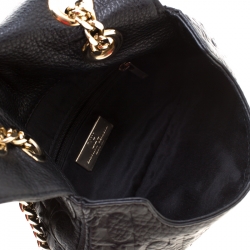 Pre Owned Carolina Herrera Black Monogram Leather Audrey Shoulder Bag