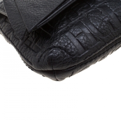 Pre Owned Carolina Herrera Black Monogram Leather Audrey Shoulder Bag