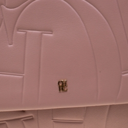 Carolina Herrera Pink Embossed Leather Top Handle Bag