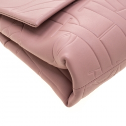 Carolina Herrera Pink Embossed Leather Top Handle Bag