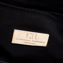 Pre Owned Carolina Herrera Black Monogram Leather Clutch