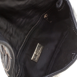 Pre Owned Carolina Herrera Black Monogram Leather Clutch