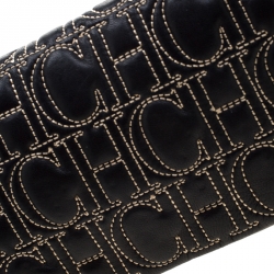 Pre Owned Carolina Herrera Black Monogram Leather Clutch