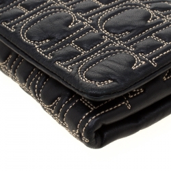 Pre Owned Carolina Herrera Black Monogram Leather Clutch