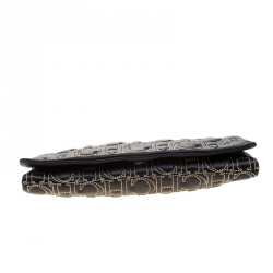 Pre Owned Carolina Herrera Black Monogram Leather Clutch