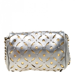 Pre Owned CH Carolina Herrera Metallic Silver Embellished Crossbody Bag
