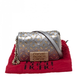 Pre Owned CH Carolina Herrera Metallic Silver Embellished Crossbody Bag