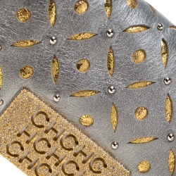 Pre Owned CH Carolina Herrera Metallic Silver Embellished Crossbody Bag