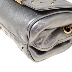 Pre Owned CH Carolina Herrera Metallic Silver Embellished Crossbody Bag