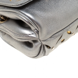 Pre Owned CH Carolina Herrera Metallic Silver Embellished Crossbody Bag