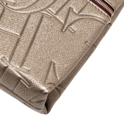 Pre Owned Carolina Herrera Metallic Monogram Crossbody Bag