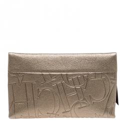 Pre Owned Carolina Herrera Metallic Monogram Crossbody Bag