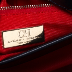 Pre Owned Carolina Herrera Beige/Red Tweed and Fabric Embellished Shoulder Bag