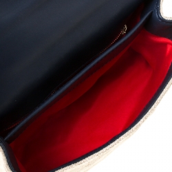 Pre Owned Carolina Herrera Beige/Red Tweed and Fabric Embellished Shoulder Bag