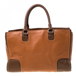 Pre Owned حقيبة كارولينا هيريرا جلد بني فاتح/بني