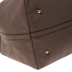 مملوكة مسبقًا Carolina Herrera Light Brown Monogram Leather Matryoshka Tote