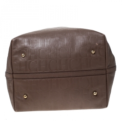 مملوكة مسبقًا Carolina Herrera Light Brown Monogram Leather Matryoshka Tote