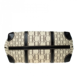 Pre Owned Carolina Herrera Beige/Brown Monogram Canvas and Leather Tote 