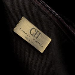 Pre Owned Carolina Herrera Beige/Brown Monogram Canvas and Leather Tote 