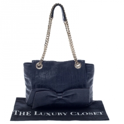 مملوكة مسبقًا حقيبة كتف كارولينا هيريرا أودري جلد مونوغرامية كحلية