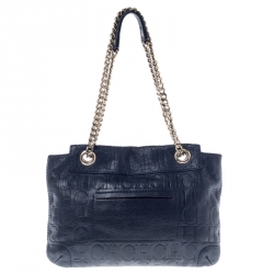 مملوكة مسبقًا حقيبة كتف كارولينا هيريرا أودري جلد مونوغرامية كحلية