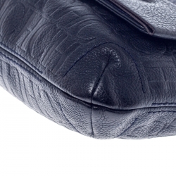 مملوكة مسبقًا حقيبة كتف كارولينا هيريرا أودري جلد مونوغرامية كحلية