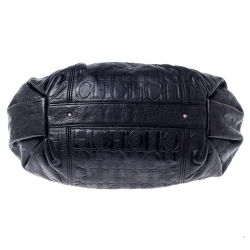 Pre Owned Carolina Herrera Black Monogram Leather Chain Hobo