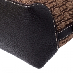 Carolina Herrera Beige/Brown Monogram Canvas and Leather Satchel