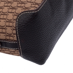 Carolina Herrera Beige/Brown Monogram Canvas and Leather Satchel