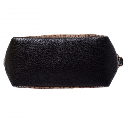Carolina Herrera Beige/Brown Monogram Canvas and Leather Satchel