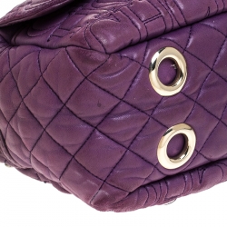 Pre Owned CH Carolina Herrera Purple Monogram Leather Chain Shoulder Bag
